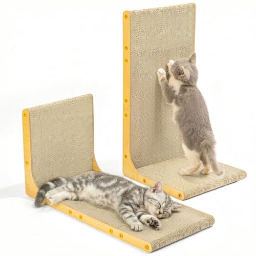 Conlun Cardboard Cat Scratcher, 23" L-Shaped Scratch Pad - size: 23" 2-Pack