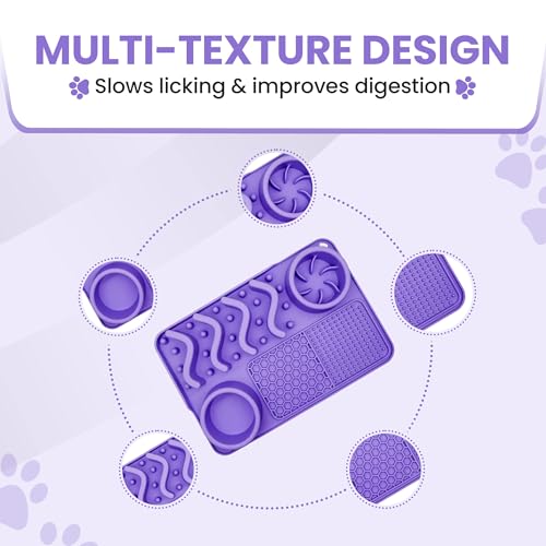 Dog Lick Mat with Strong Suction Cups, Slow Feeder for Dogs, Anxiety & Boredom Relief, Enrichment Licking Mat with Bowl & Spatula, Non-Slip Silicone, Dishwasher Safe
