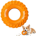 Deeow Dog Chew Tire Toy, Natural Rubber Puppy Teething Ring-6.3'' Orange - color: Orange Only