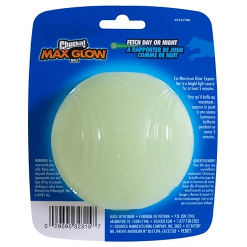 Chuckit! Max Glow Bouncy Ball, Glowin the Dark, XL 3.5in - size: Extra-Large