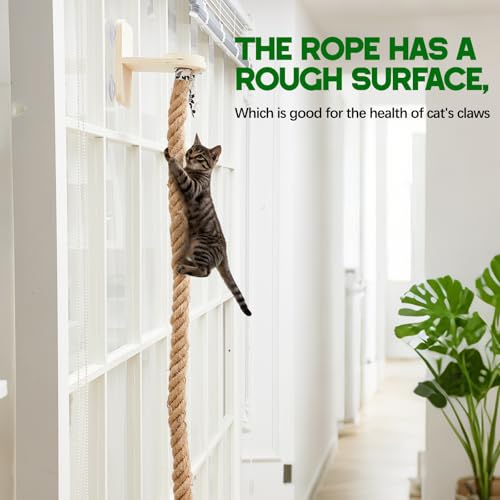 Weysat 2 Pcs Cat Climbing Rope Window Perch 59 Inch Wall Mounted Ladder
