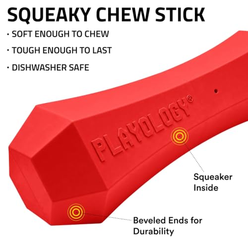 Playology Squeaky Chew Stick - Scented Dog Toy - Medium, Beef Scent - size: Medium, style: Beef