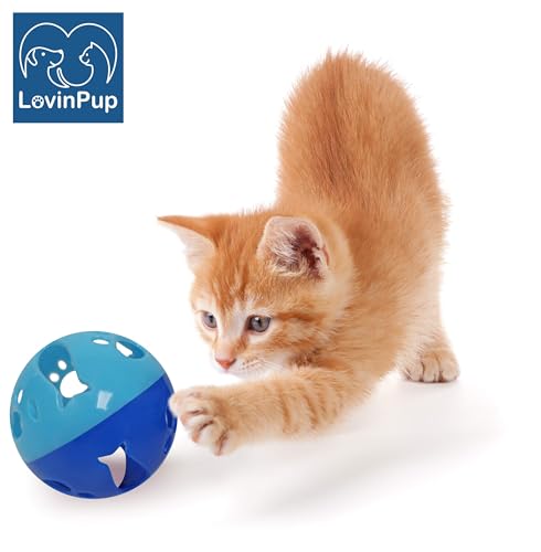 Large Cat Ball Toy with Bell – Blue (3 Pack) - color: Blue - 3 Pack