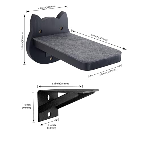 ESPETS Black Painted Solid Wood Cat Wall Climbing Steps, Set of 3 - color: Black