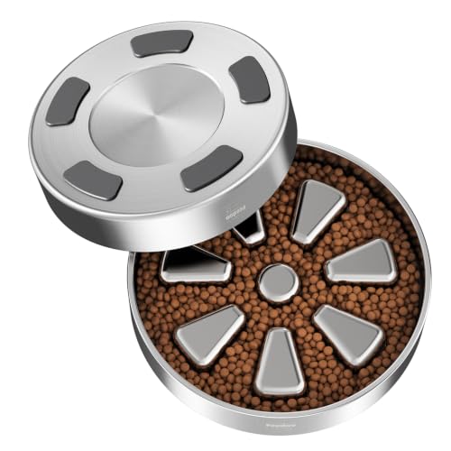 Feedoo Slow Feeder Dog Bowl 4-Cup, Double-Wall Stainless Steel, 2-Pack - color: Spiral-2Pack, size: XL 4~4.5Cups