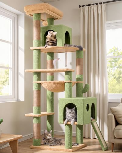 Globlazer F70 Pro Cactus Heavy Duty Cat Tree Tower for Indoor Large Cats - color: Cactus Green