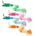 Cat Teaser Toys with Feathers and Bells, Flexible Tube 4-Pack - style: Snake shaped-4pcs