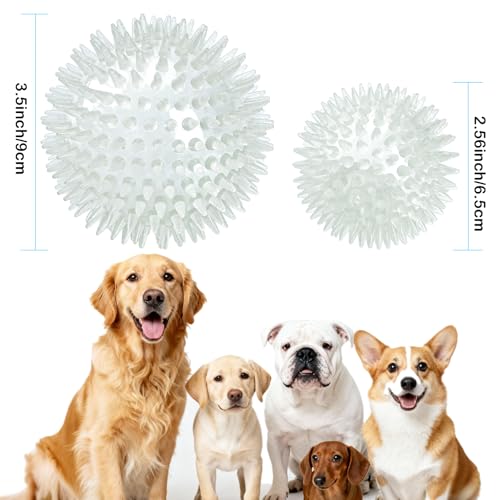 petizer 2.5 Inch 6 Pack Glowing Squeaky Ball for Dogs - Durable Rubber Spiky Balls for Small Dog, Bouncy Glow in the Dark Balls Indoors & Outdoors, Puppy Teething Chew & Training Toys - size: 2.5''-6pack