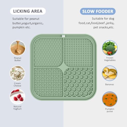 ChefAide 2 Pack Lick Mat for Dogs, Cats & Puppies with Suction Cups - color: Green & Beige