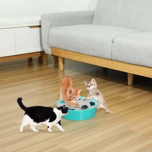 Pawaboo Interactive Cat Toy with Running Mouse, Automatic Track Kitten Toy - color: L-Lake Blue