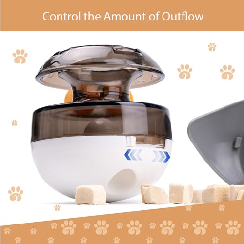 Cat Treat Puzzle Toy, Auto-Balancing Pet Food Dispenser - Brain Stimulating - Slow Feeder - Boredom Relief Kitten Toys, Interactive Training, Indoor Bored Cats (Grey) - color: Grey