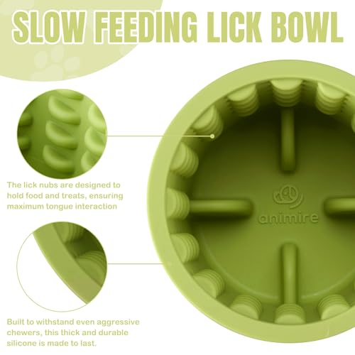 Dog Lick Bowl, Anxiety Relief Dog Licking Mat Freezer Treat Dispenser, Non-Slip Anti-Choking Silicone Slow Feeder Lick Bowl for Small Medium & Large Breed Dogs, BPA Free(Green,S) - color: Green, size: S