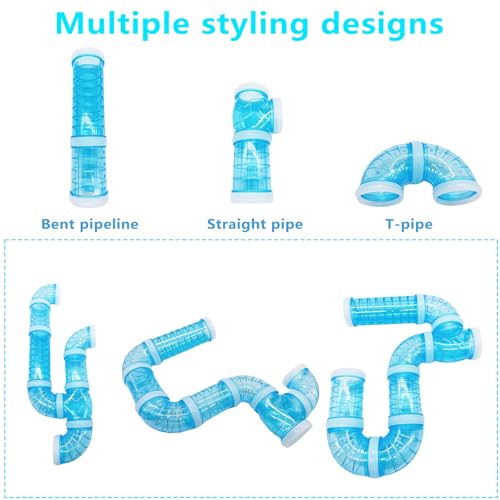 8pcs DIY Hamster Tunnel Tubes Toys for Dwarf Hamsters Gerbils Mice - color: Blue