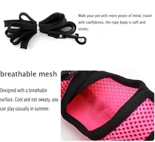 Bunny Harness and Leash Set Escape Proof Rabbit Harnesses Mesh Vest Red M - color: Red, size: M (Neck:5.5"-7" Chest:6.2"-8.5")
