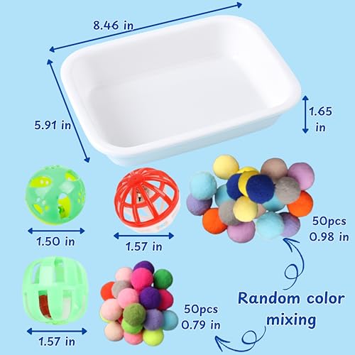Dig-Box Tray For Hedgehog Cage With Ball Toy, Funny Dig-Box Tray Toys for Hedgehogs, Ball Bell Toy for Hamster Ferret Kitten Cat, Hedgehog Accessories, Small Animal Accessories (White, 8.4*5.9*1.6in) - color: White, size: Small