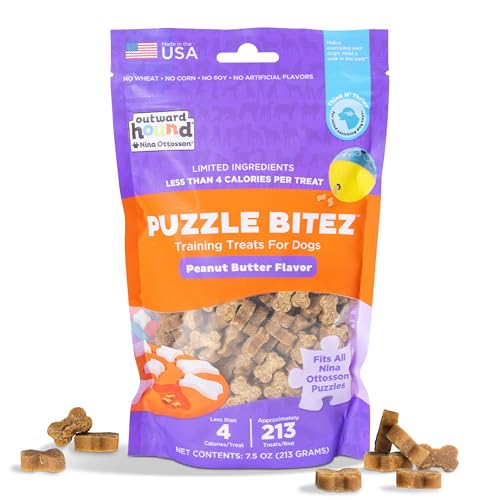 Outward Hound Nina Ottosson Puzzle Bitez Dog Treats, Peanut Butter, 7.5 oz - size: 4.69 Pound (Pack of 1), style: Peanut Butter