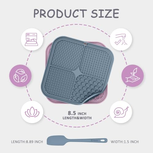 ChefAide 2 Pack Lick Mat for Dogs, Cats & Puppies with Suction Cups - color: Purple & Blue