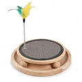 Natural Sisal Round Cat Scratcher with Ball Track Toy - color: Gold