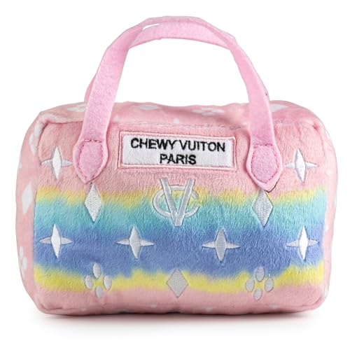 Haute Diggity Dog Chewy Vuiton Handbag Plush Dog Toy, Designer Parody Toy - color: Pink Ombre Purse, size: Large