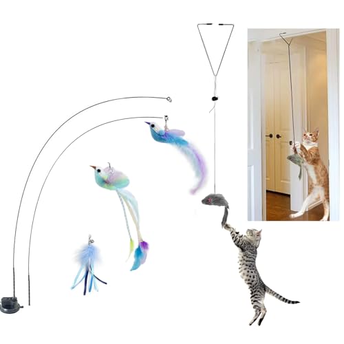 Cat Toys Interactive Hands-Free 8 Pack Cat Toys for Indoor, - color: black