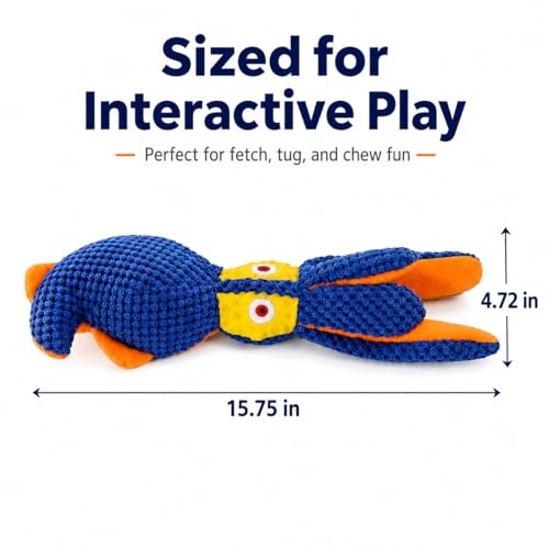Squeaky Dog Toy, Crinkle Plush Squid for Small & Medium Dogs