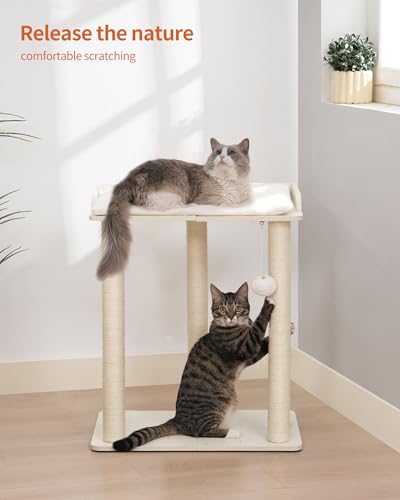 FourFurPets Modern Cat Tree for Large Cats, Full Sisal Cat Scratching Post - color: White, size: 22"L x 15.7"W x 26.7"H