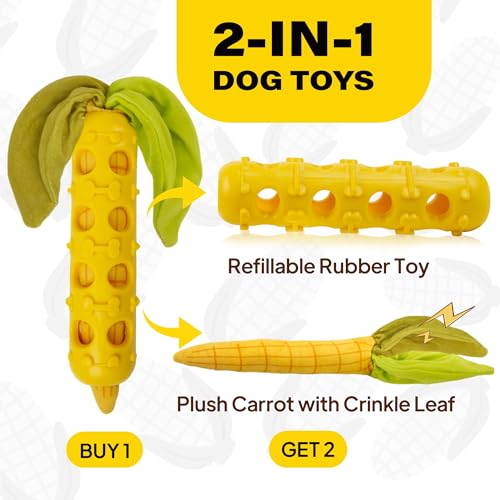 Fida 2-in-1 Puppy Teething Toys, Natural Rubber Chew Toys for Dogs, Corn - color: Yellow Corn