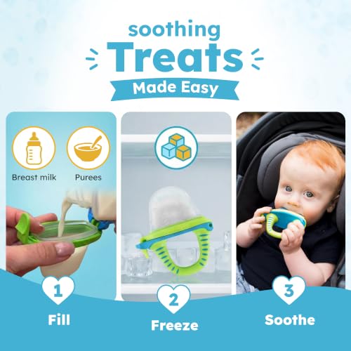 Fillable Freezer Teethers for Babies – Made in USA Teething Pacifier - color: BlueLime, size: 1 Pack