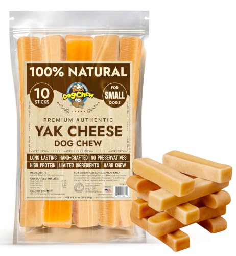 Tibetan Dog Chew Yak Cheese Sticks - Natural Treats for Small to Large Dogs, Lasting, Digestible, Promotes Dental Health, Rawhide and Grain-Free, Ideal for Aggressive Chewers, 10-Pack - size: 10 Count (Pack of 1)