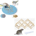 2Pcs Bird Foraging Toys Puzzle, Bird Slow Feeder Mats, Interactive Parrot Foraging Toys to Increase Feeding Time & Wooden Rat Climbing Toys, Natural Pet Rat Cage Accessories Climbing Ladder