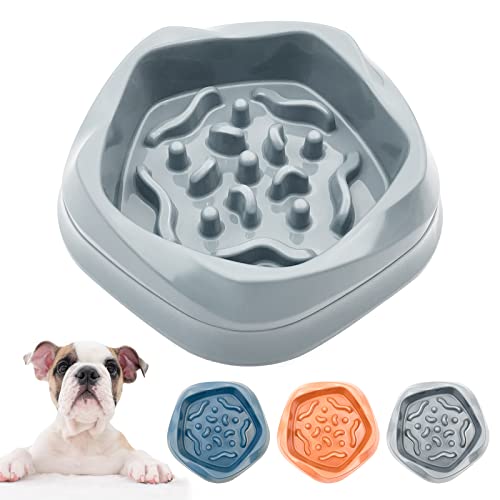 VANNON Slow Feeder Dog Bowls Non Slip Puppy Bowl Durable Dog Puzzle Feeder Bloat Stop Food Bowls for Puppy and Small Dogs, BPA Free, 2 Cups, Grey - color: E-Grey-Small-2Cups