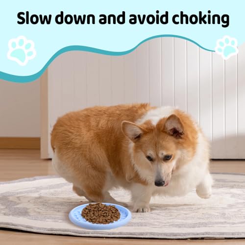 Dog Lick Bowl, Silicone Anti-Choking Cat Feeding Bowls Non-Slip Pet Slow Feeder Bowl with Suction Cups for Dogs Cats - color: Pink Purple