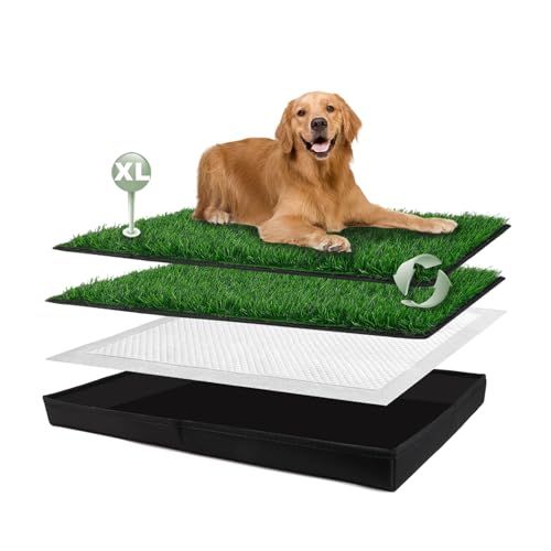 HQ4US 4LEGS Dog Grass Pad with Dog Litter Box, Foldable X-Large Liner Base - size: X-Large for Dog＜ 38" Length