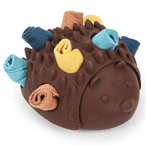 Hedgehog Treat Dispensing Dog Toy, Interactive Puzzle Toy for Dogs (Brown) - color: Brown
