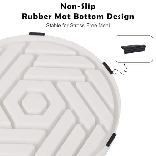 TOBYTO Slow Feeder Dog Bowls Large Medium Breed,Anti-Choking Slow Eating Dog Food Bowl,Non Slip Pet Slower Food Feeding Bowls Large Puzzle Slow Feeder Bloat Stop Maze Dog Dishes,White - color: White