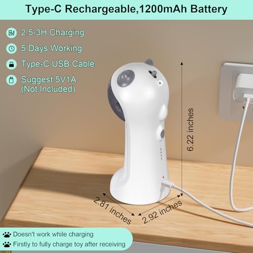 TBTeek Automatic Cat Toy Green Light, 5 Fun Patterns, 4 Speed Modes - color: Green Light-9146 White
