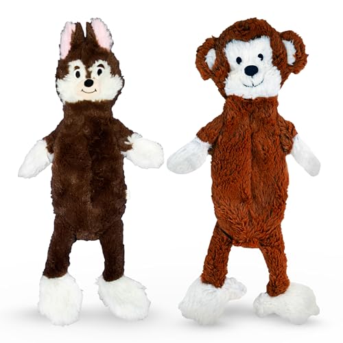 FGA MARKETPLACE Monkey-Fox Flat NO Stuffing NO Squeak Plush Dog Toy, Funny Style Will Entertain Your Pet for Hours, Recommended for Small and Medium Dog 21 INCH Long - color: MONKEY-FOX