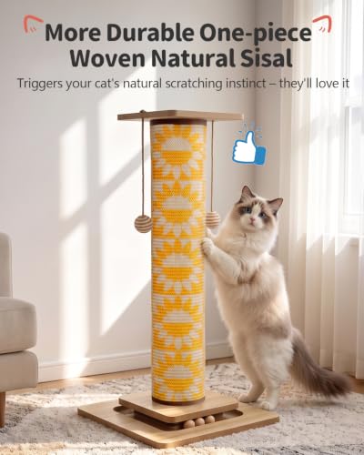 Odoland Cat Scratching Post Replace Mat Natural Sisal Scratcher Pad - color: Sunflower (Only Replace Sisal Mat)