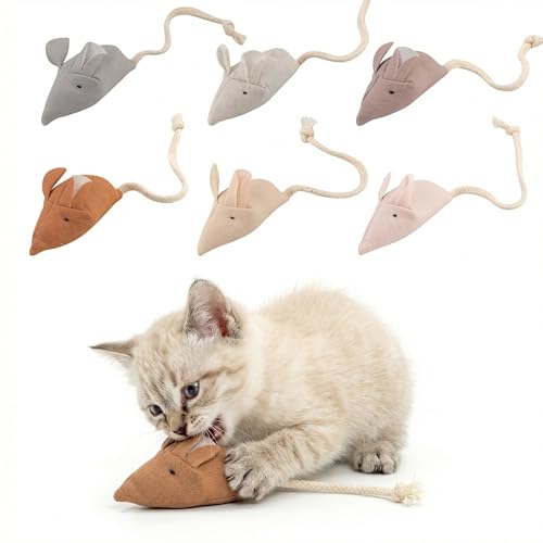 Catnip Mice Cat Toys, 6 Pcs Interactive Fabric Mouse Toys for Indoor Cats - size: Small