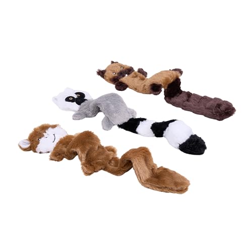 ZippyPaws Skinny Peltz No Stuffing Dog Toy Pack to Keep Them Busy - 18" - style: Chipmunk, Lemur, Monkey - Large (3-pack)