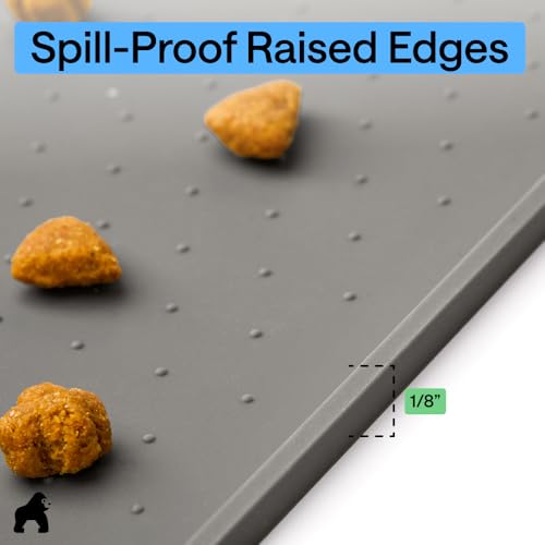 GORILLA GRIP Dog Food Mat, 100% Waterproof Silicone, 16x10 Gray - color: Gray, size: 16"l X 10"w