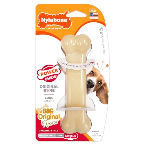 Nylabone Power Chew Original Bone Dog Chew Toy, Original Flavor, Medium - size: Medium