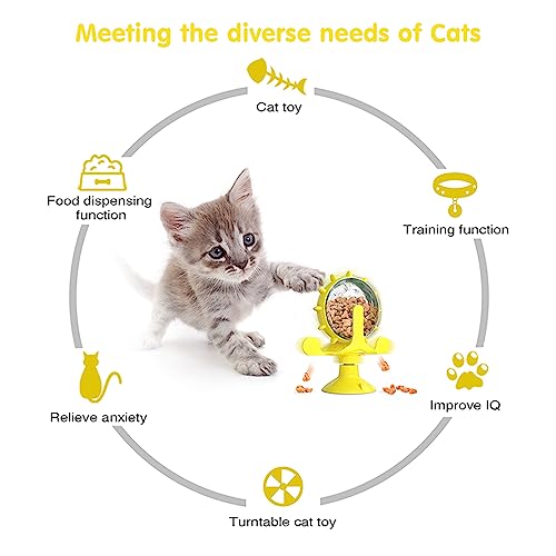 Cat Dog Treat Dispenser Toy - Cat Interactive Feeder (Yellow) - color: Yellow