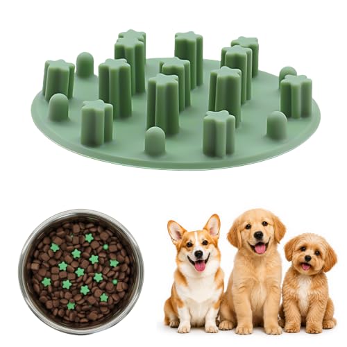 Slow Feeder Insert for Cat and Dog Bowls, Medium 4.8 Inch, Green - color: Green, Medium