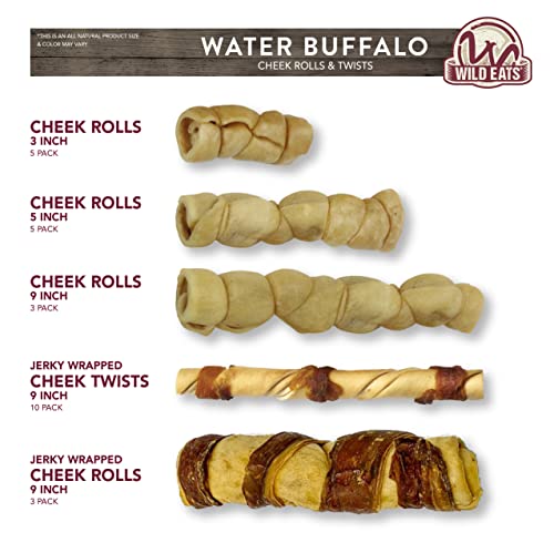 Wild Eats Water Buffalo Retriever Style Cheek Rolls Dog Chews, Pack of 5, 1.05lbs, for All Dog Breeds