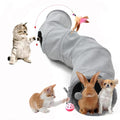 2-Way Collapsible Cat Tunnel Tube Toy Pack Set - color: Grey fleece