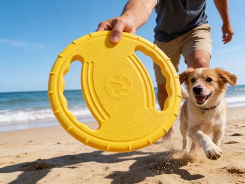 Soft Flying Disc Dog Beach Toys, Outdoor Water Puppy Flyer Pull Loop Tug