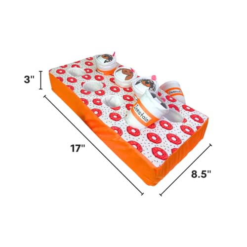 Patchwork Pet Too Much Caffween by The Weens, Interactive Dog Toy, 8 Squeaky Plush Coffee Cups with Memory Foam Base, 17 x 8.5 inch