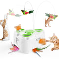 3-in-1 Automatic Interactive Cat Toy, Flying Bird, Mole & Feather - color: White