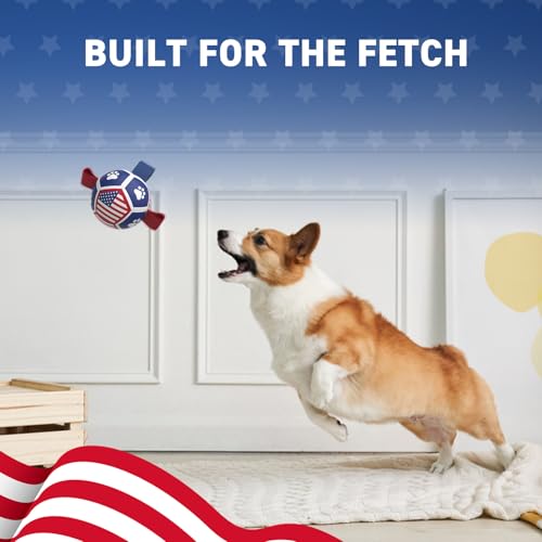 QDAN Puppy Balls, Small Dog Toys, Dog Balls with Straps for Small Breed - color: Flag, size: 3.5 Inch